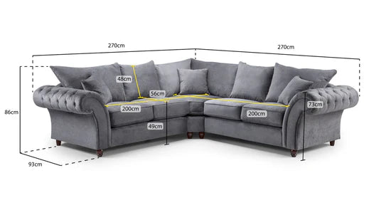 Windsor Fullback Sofa Grey Large Corner