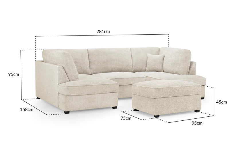 Carnaby Sofa Boucle Beige U Shape Corner