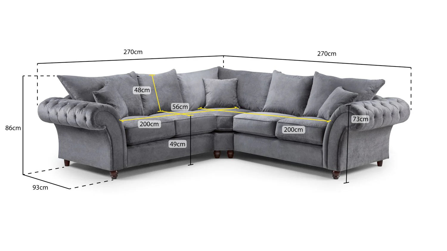 Windsor Fullback Sofa Stone Large Corner